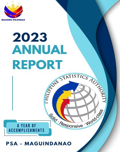 The annual report provides comprehensive information on the performance of PSA-Maguindanao in the previous fiscal year. It contains texts and organizational charts, which include a lot of visuals and photos, resulting in a visually pleasing document regarding statistics, administration and finance, civil registration, and the Philippine identification system.